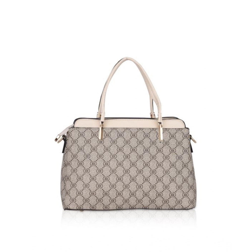 Suvarnika Women's Faux Leather Printed Handbag (Beige)