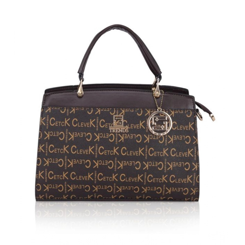 Suvarnika Women's Faux Leather Printed Handbag (Coffee)