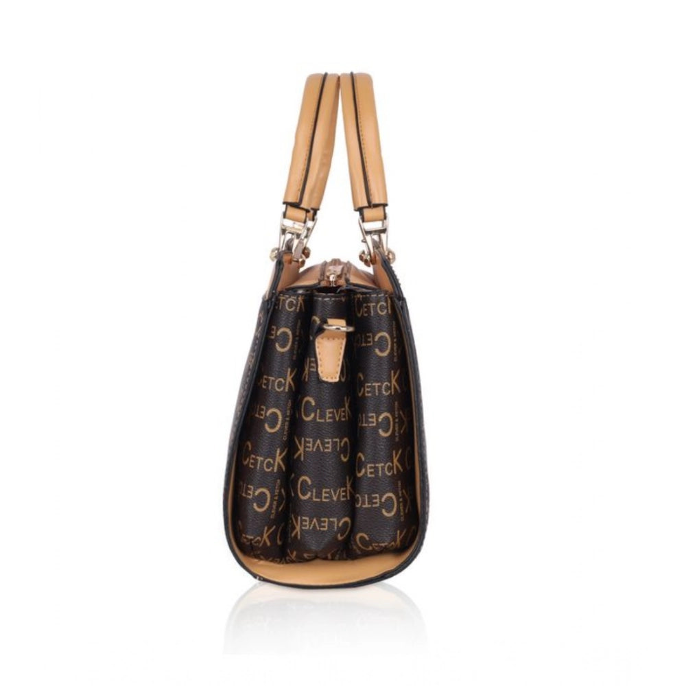 Suvarnika Women's Faux Leather Printed Handbag (Camel)