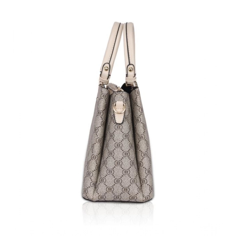 Suvarnika Women's Faux Leather Printed Handbag (Beige)