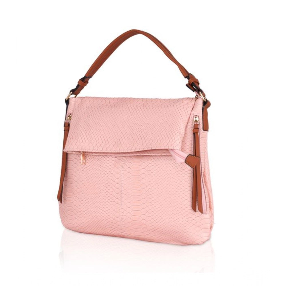 Suvarnika Women's Faux Leather Textured Sling Bag (Pink)