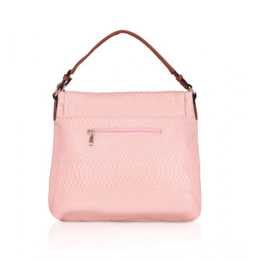 Suvarnika Women's Faux Leather Textured Sling Bag (Pink)