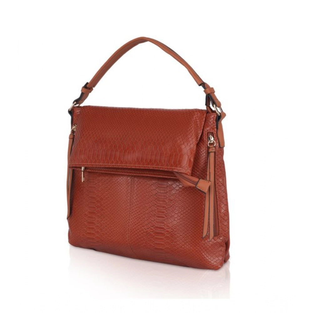 Suvarnika Women's Faux Leather Textured Sling Bag (Brown )