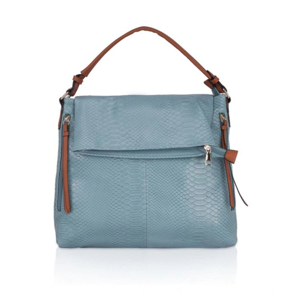 Suvarnika Women's Faux Leather Textured Sling Bag (Blue)
