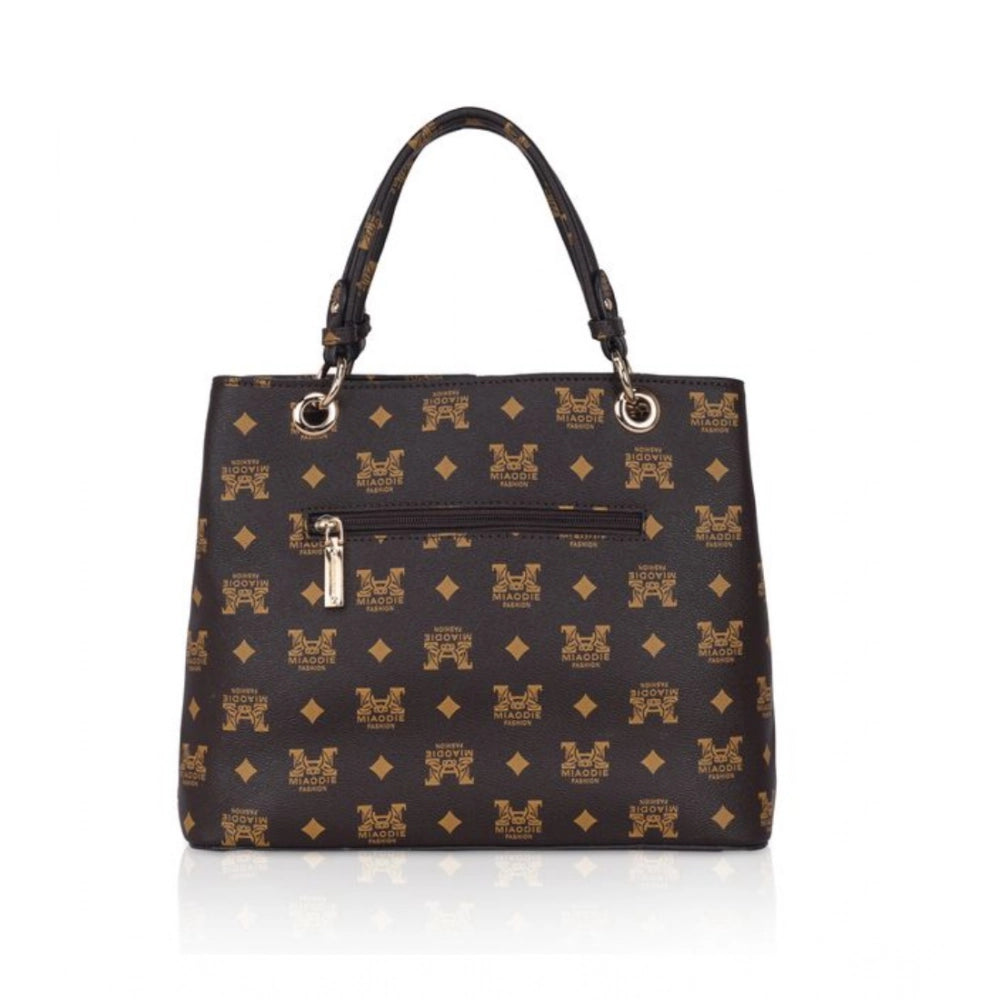 Suvarnika Women's Faux Leather Printed Handheld Bag (Brown )