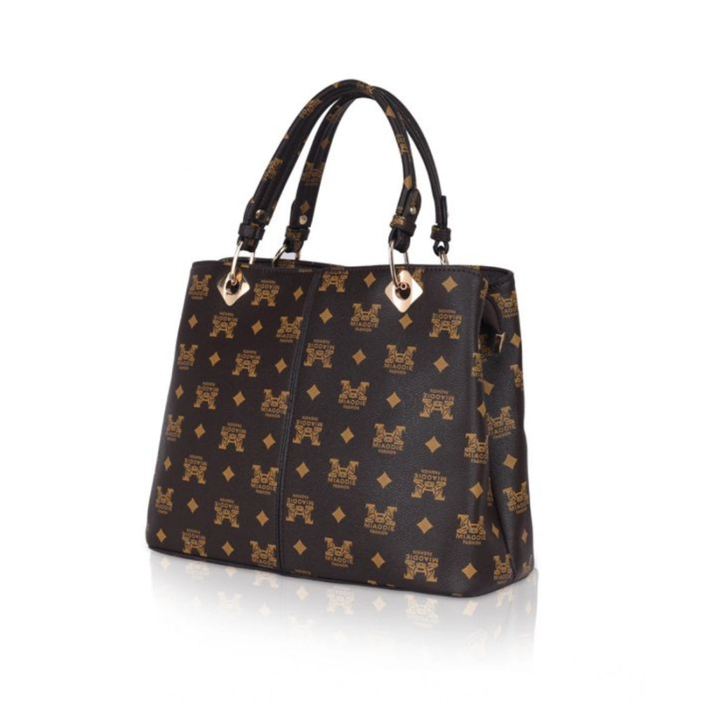 Suvarnika Women's Faux Leather Printed Handheld Bag (Brown )