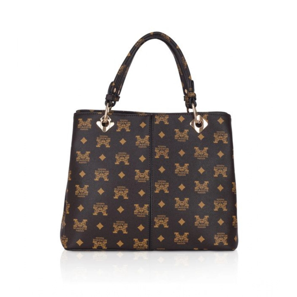 Suvarnika Women's Faux Leather Printed Handheld Bag (Brown )