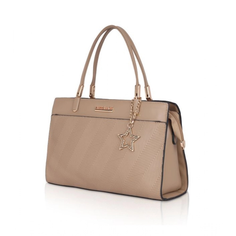 Suvarnika Women's Faux Leather Textured Adjustable Long Belt Handbag (Khaki)