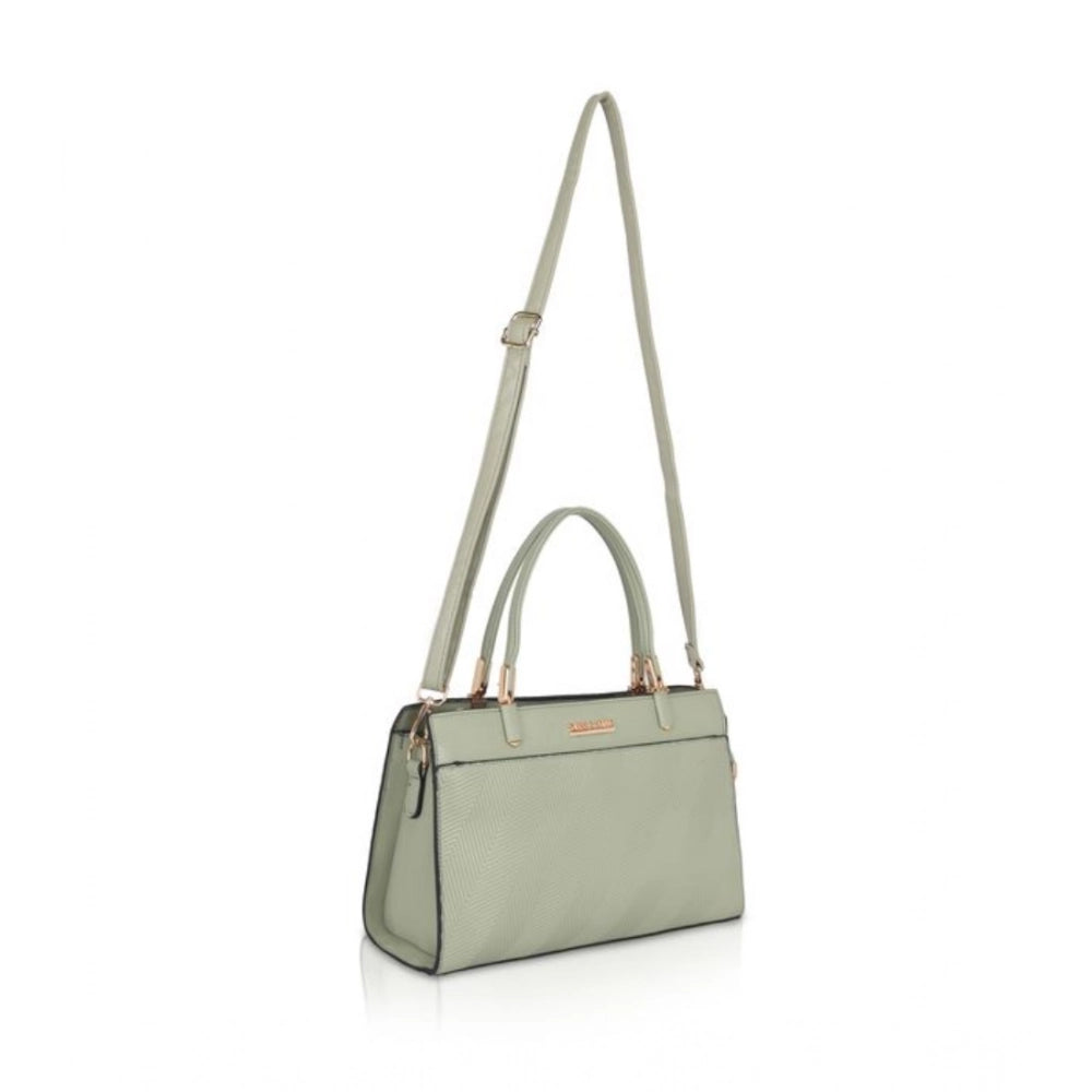 Suvarnika Women's Faux Leather Textured Adjustable Long Belt Handbag (Green)