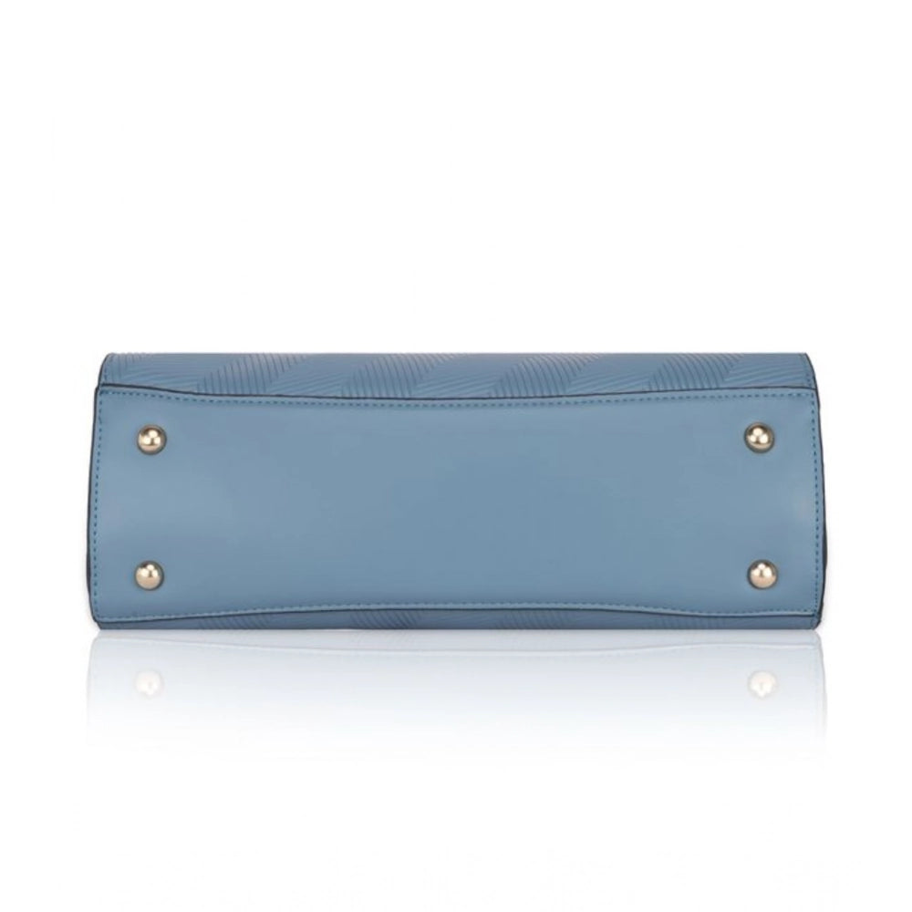 Suvarnika Women's Faux Leather Textured Adjustable Long Belt Handbag (Blue)