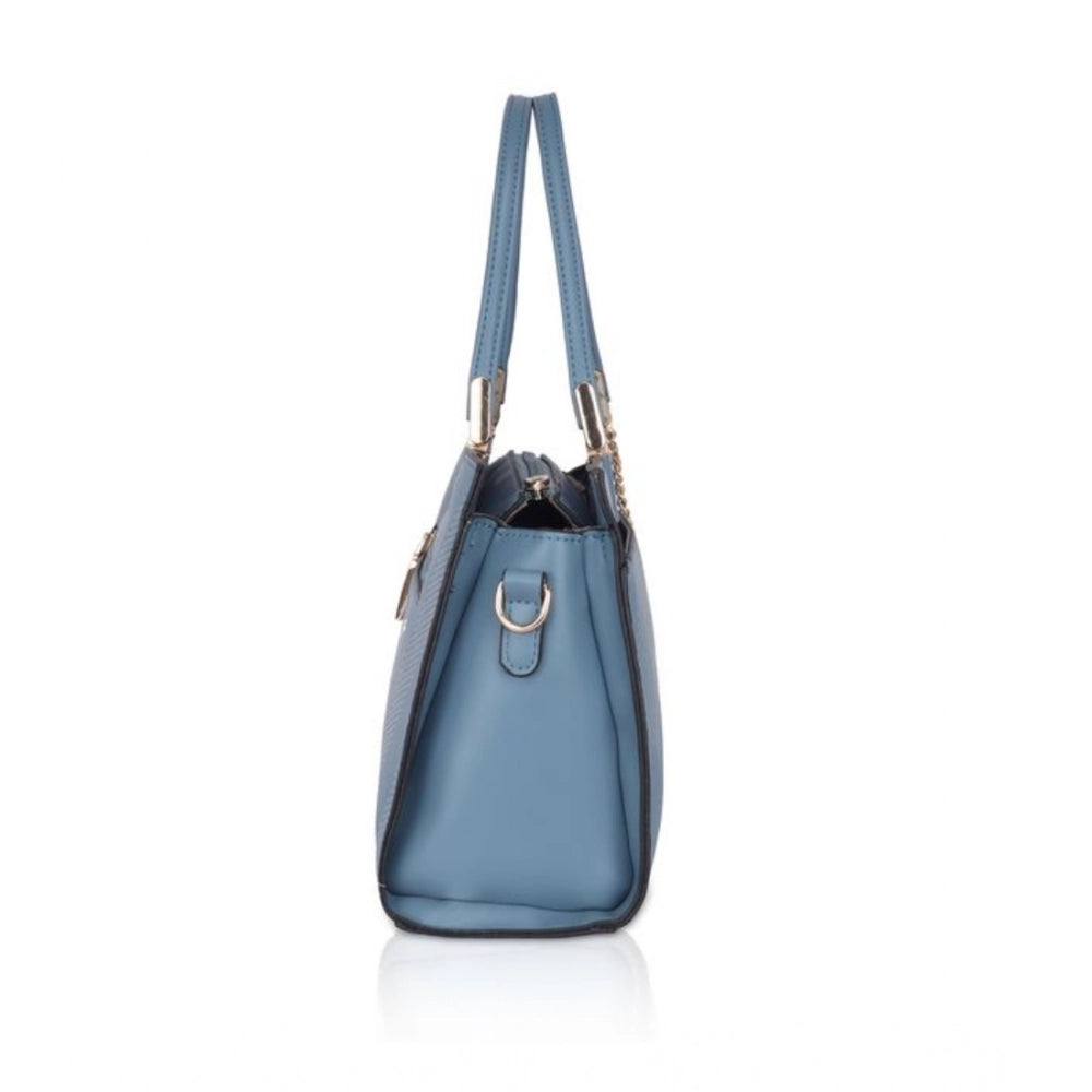 Suvarnika Women's Faux Leather Textured Adjustable Long Belt Handbag (Blue)