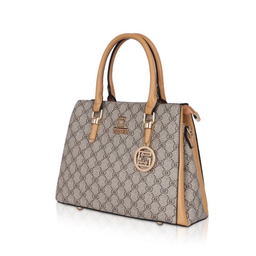 Suvarnika Women's Faux Leather Printed Handbag (Camel)
