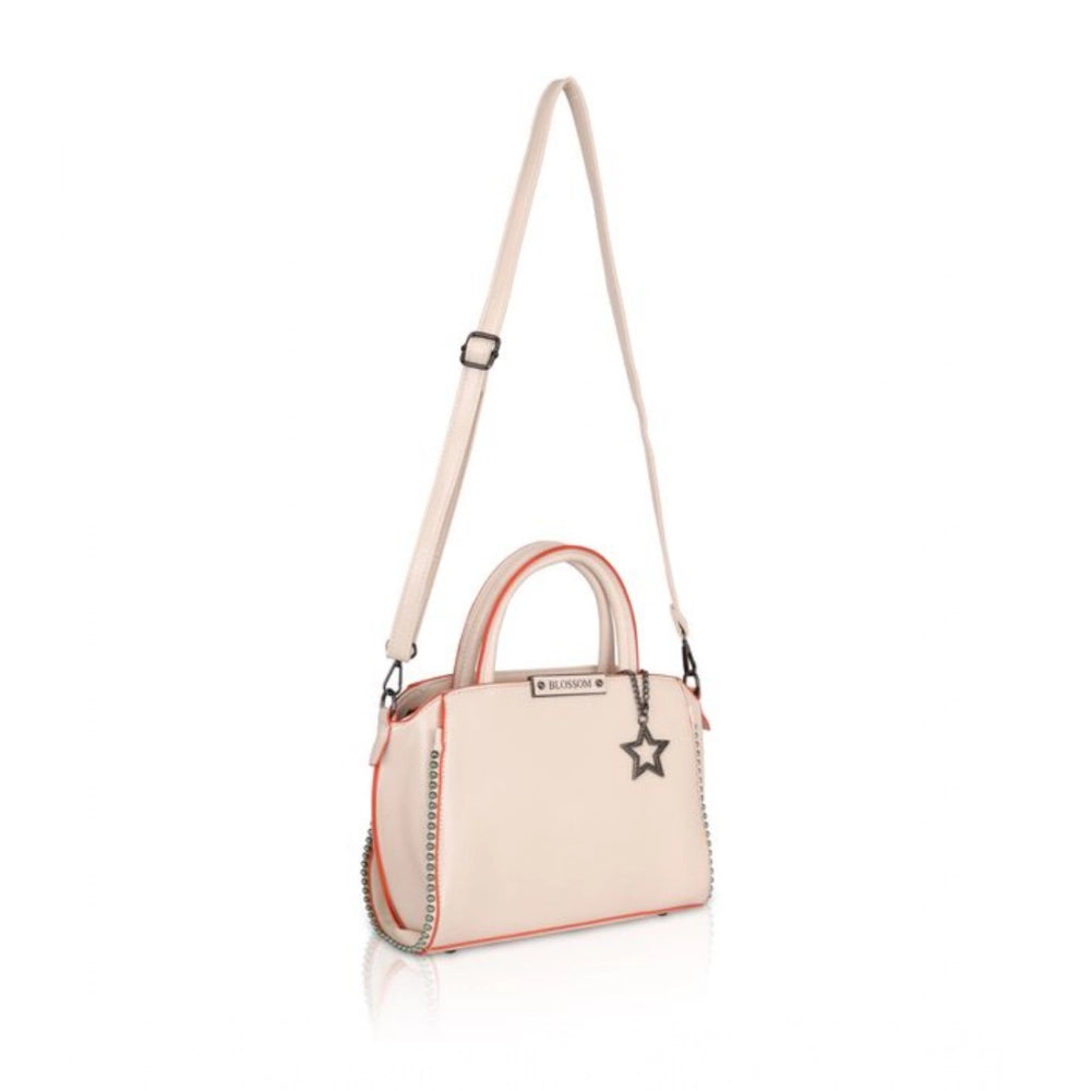 Suvarnika Women's Faux Leather Metal Beads Handbag (Pink)