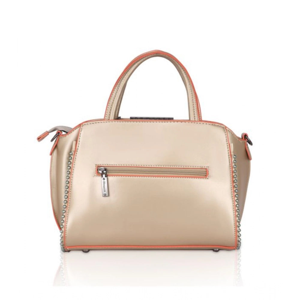 Suvarnika Women's Faux Leather Metal Beads Handbag (Gold)