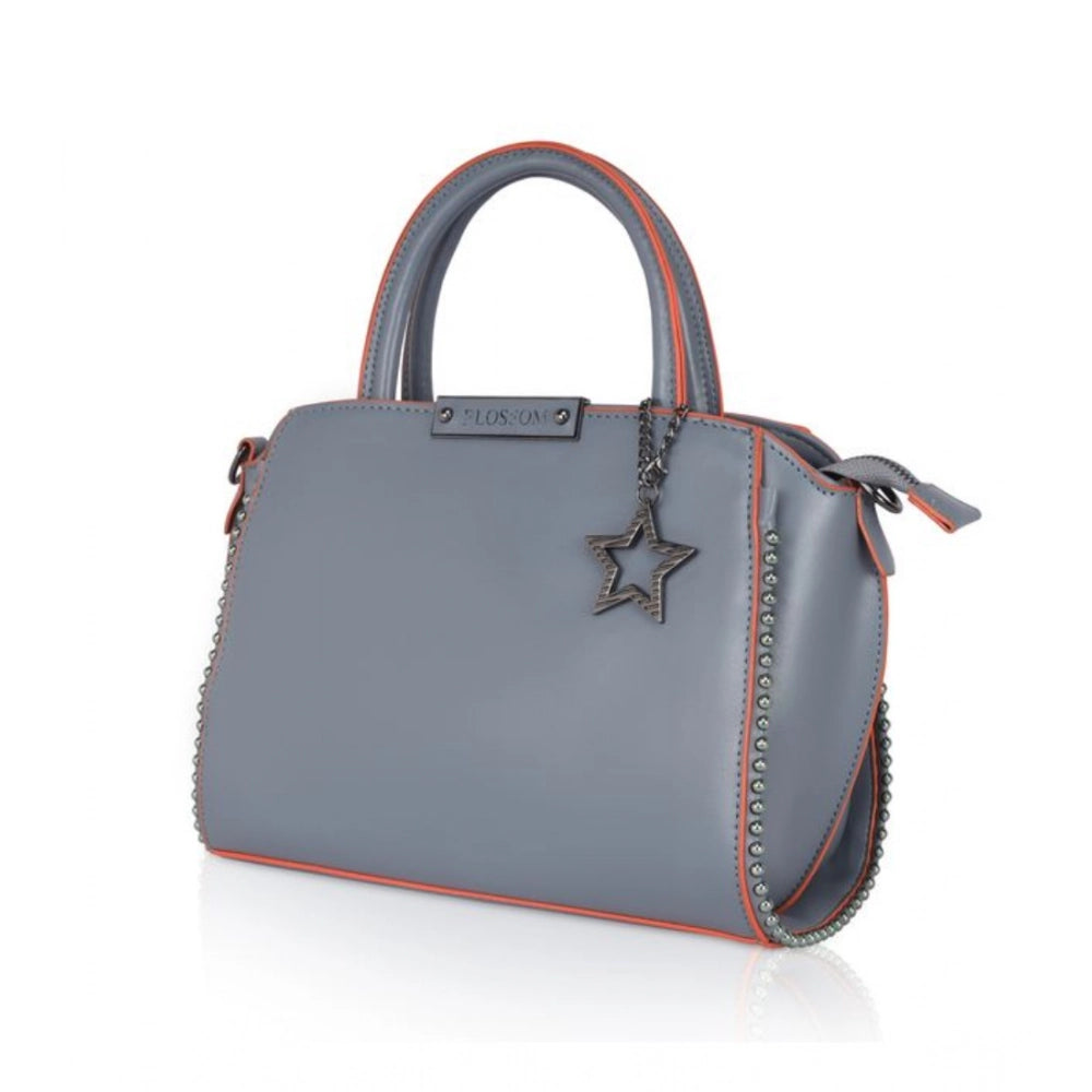 Suvarnika Women's Faux Leather Metal Beads Handbag (Grey)