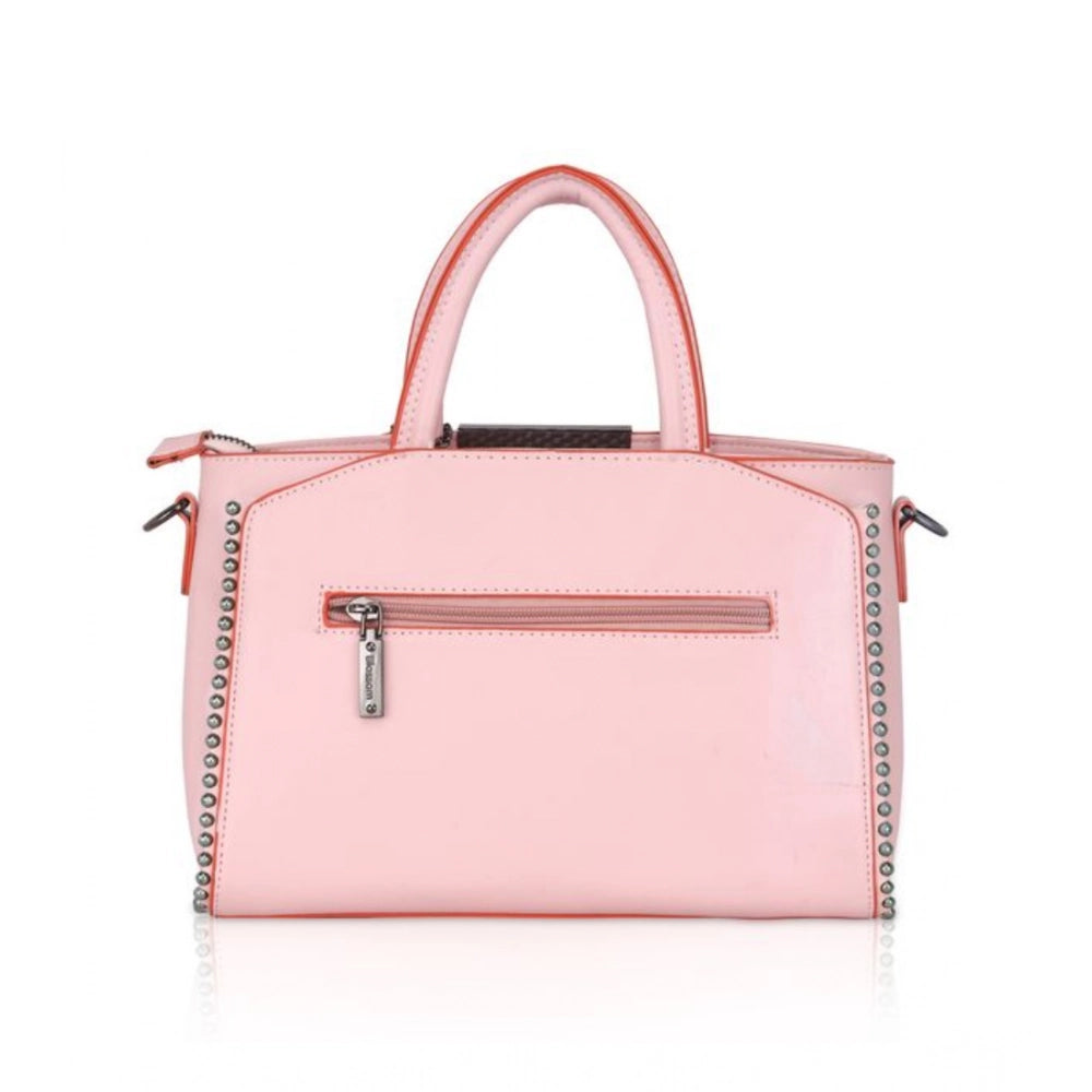 Suvarnika Women's Faux Leather Metal Beads Handbag (Pink)