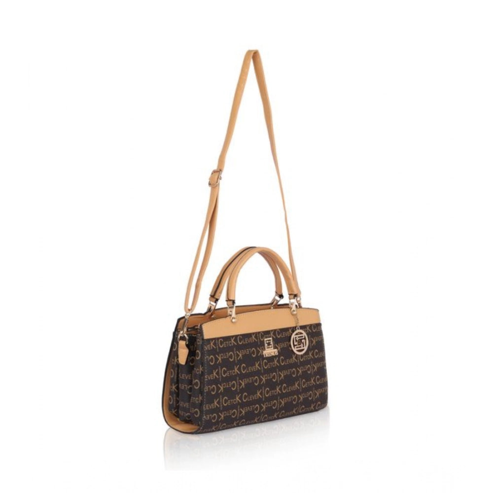 Suvarnika Women's Faux Leather Printed Handbag (Camel)