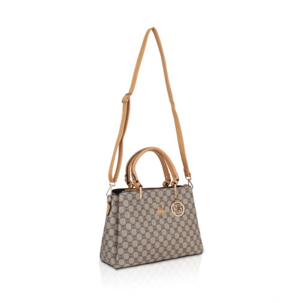 Suvarnika Women's Faux Leather Printed Handbag (Camel)