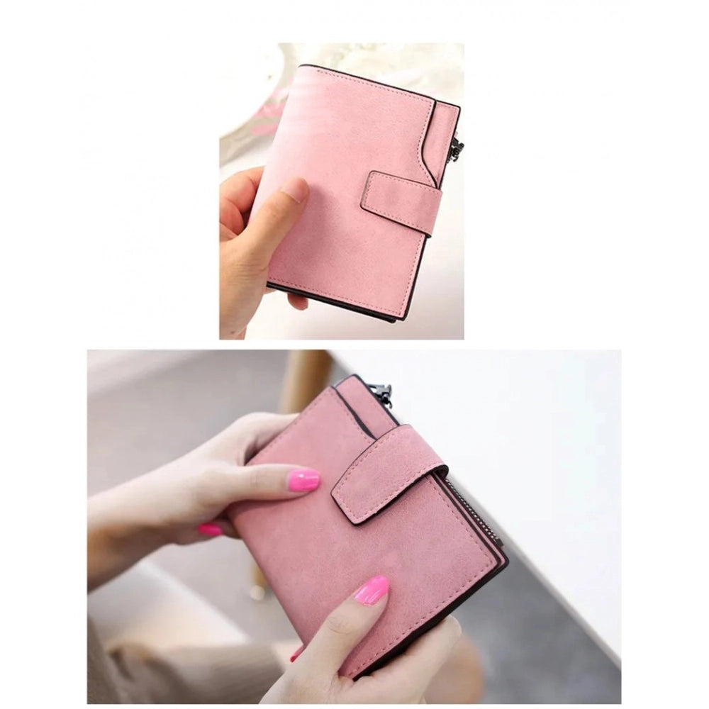 Suvarnika Women's Vegan Leather Small Zipper Wallet (RoseGlod)