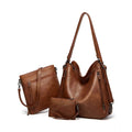 Suvarnika Women's PU Leather Medium Shoulder Zipper Handbag (Brown)