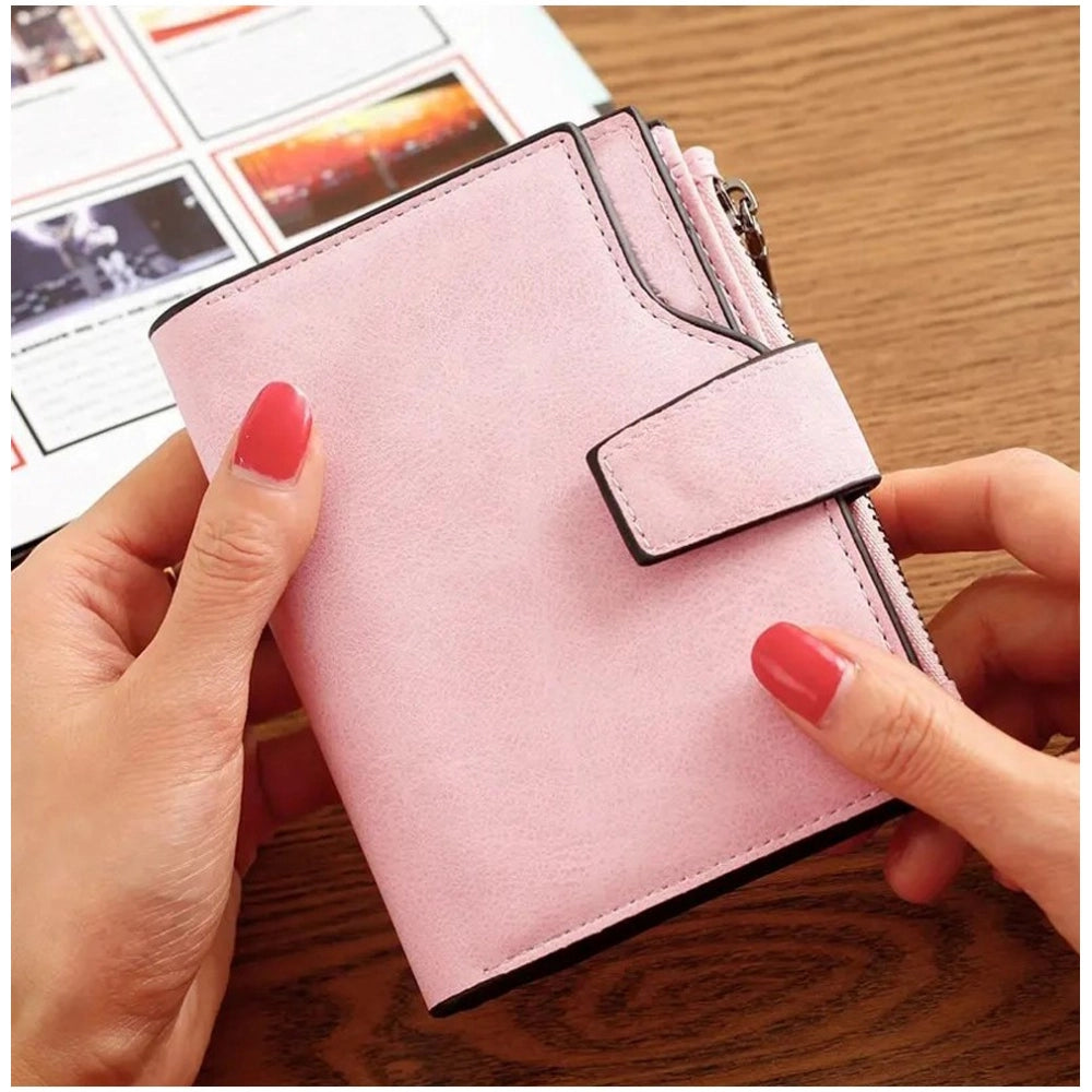 Suvarnika Women's Vegan Leather Small Zipper Wallet (RoseGlod)