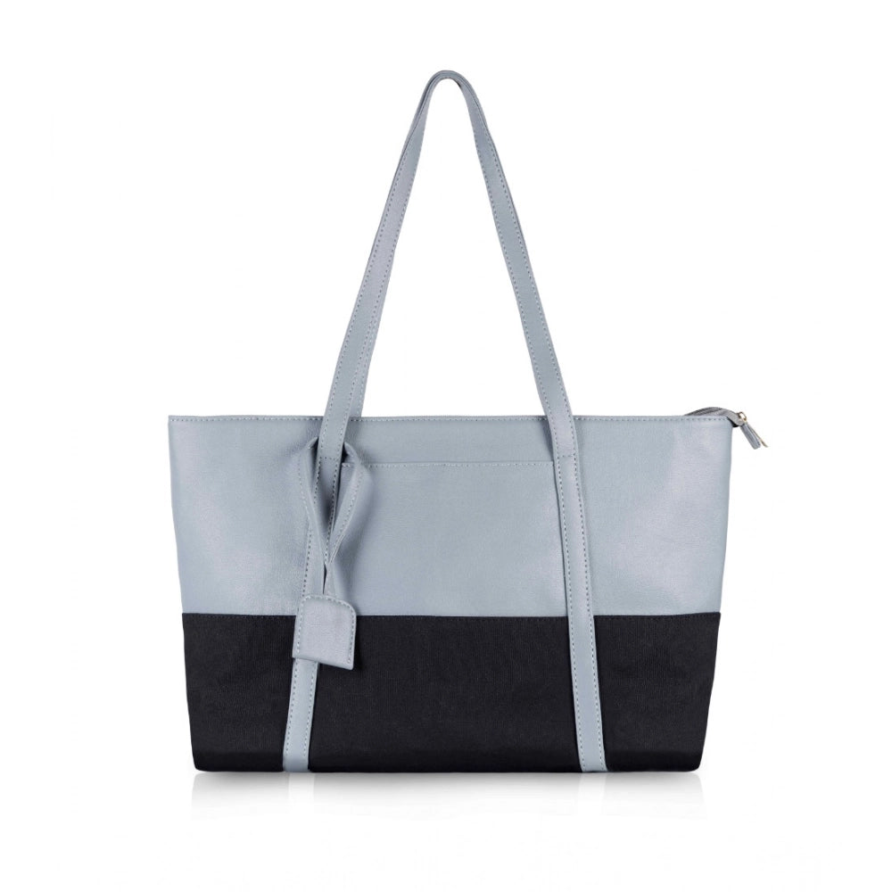 Suvarnika Women's Faux Leather Large Shoulder Zipper Handbag (Light Blue)