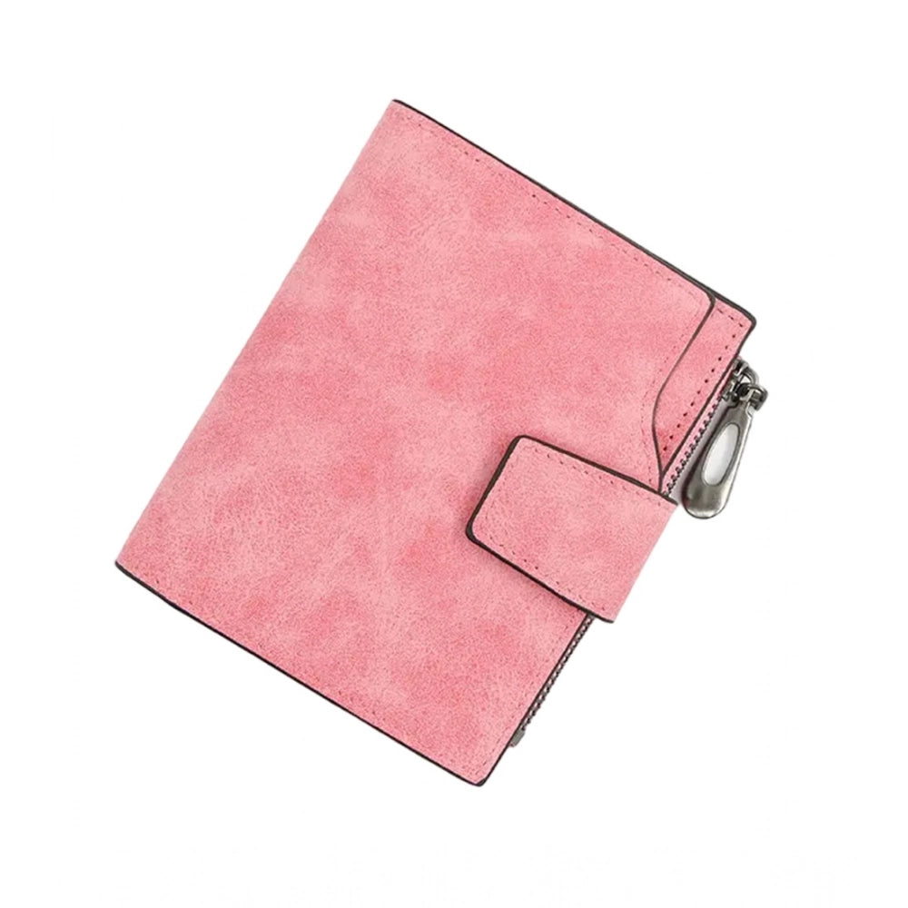 Suvarnika Women's Vegan Leather Small Zipper Wallet (RoseGlod)