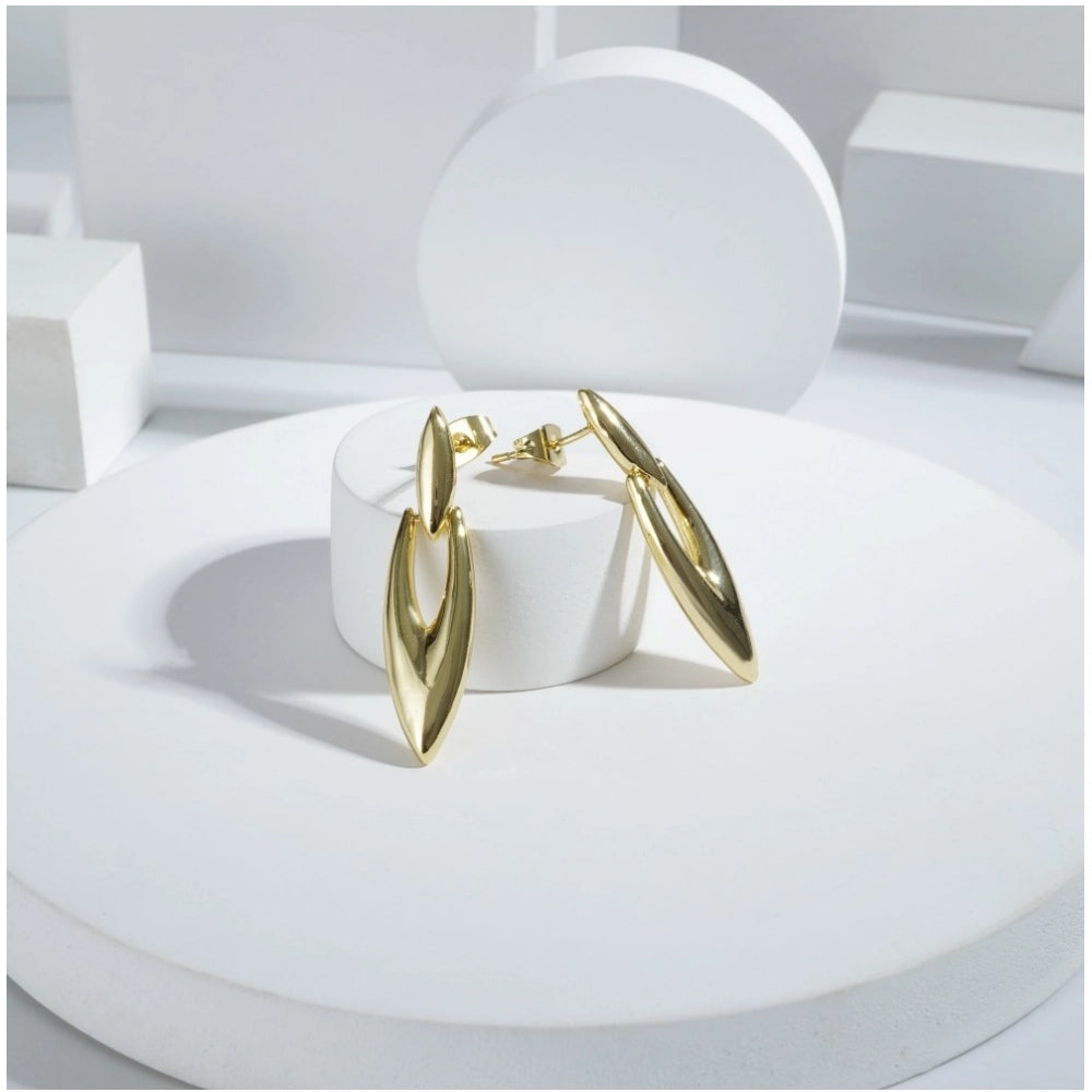 Suvarnika Women's brassNew Gold Tone Polish Mini Office Earrings (Gold Plated)