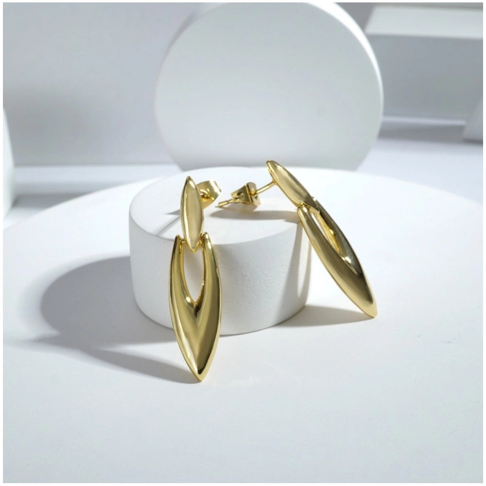Suvarnika Women's brassNew Gold Tone Polish Mini Office Earrings (Gold Plated)