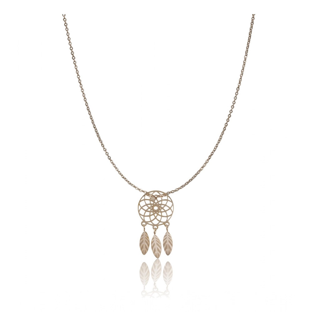 Suvarnika Women's Stainless Steel Dream Catcher Pendent Delicate Chain (Gold Plated)