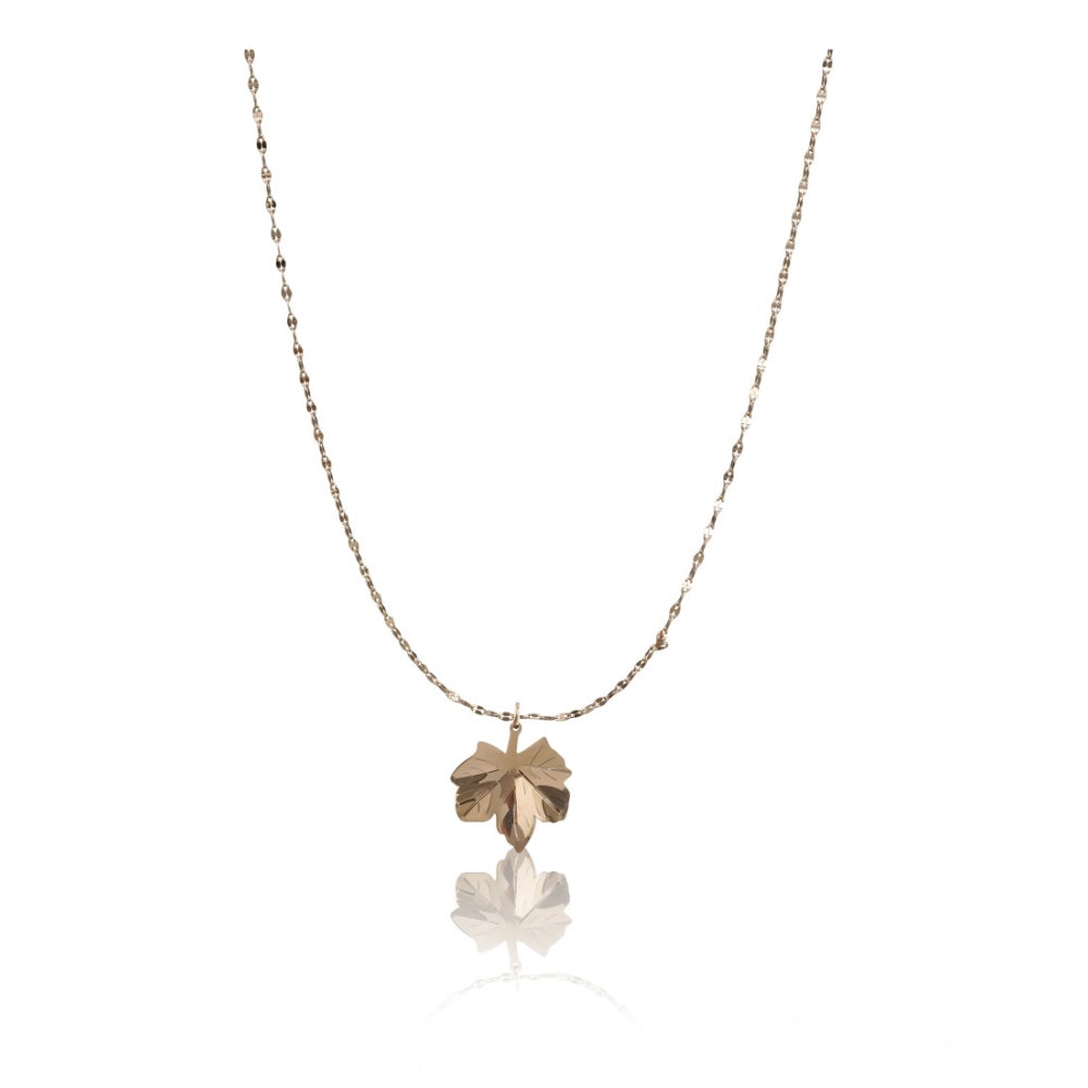 Suvarnika Women's Stainless Steel Leaf Pendent Delicate Chain (Gold Plated)