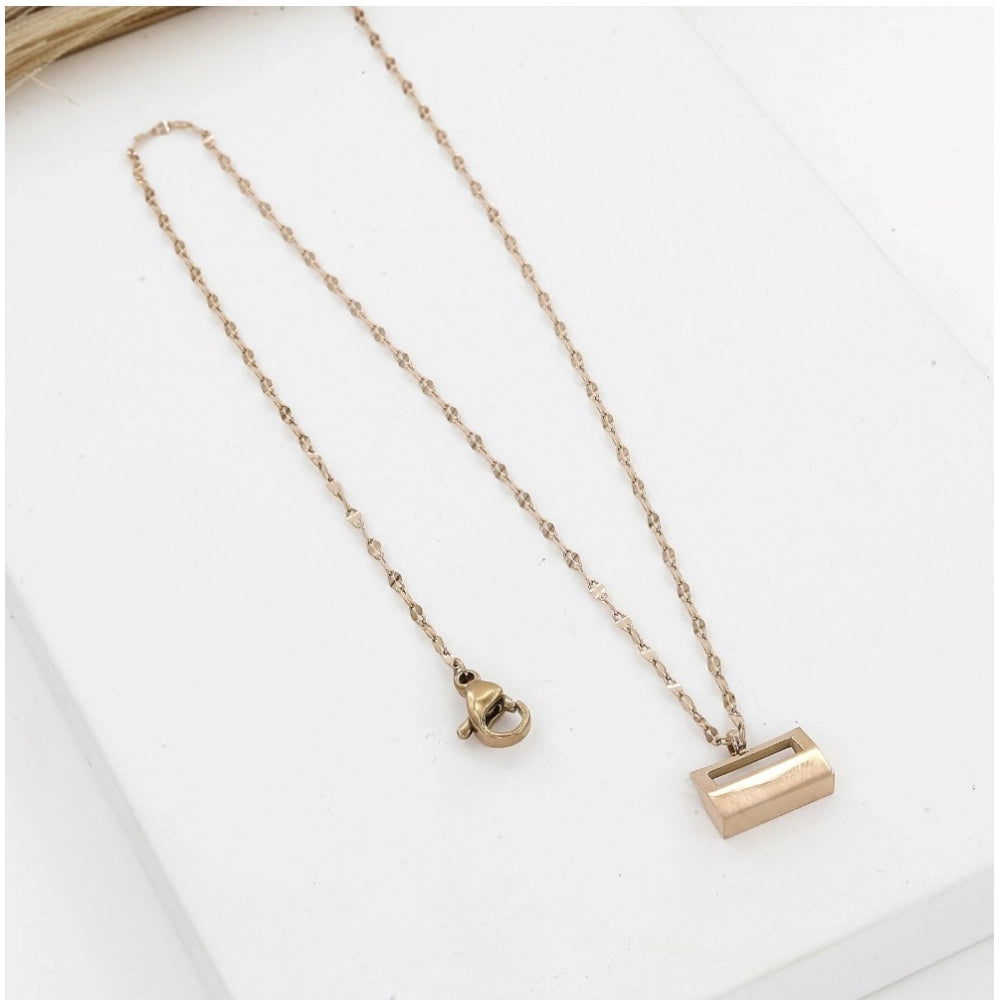 Suvarnika Women's Stainless Steel Mini Suitcase Pendent Delicate Chain (Gold Plated)