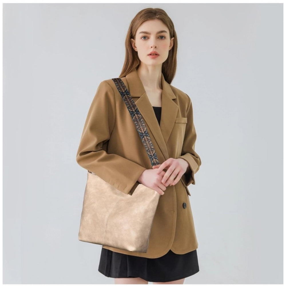 Suvarnika Women's PU Leather Zipper Handbag (Beige)