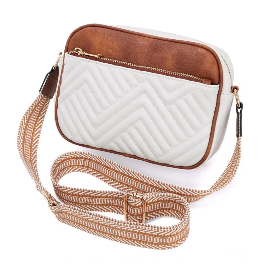 Suvarnika Women's PU Leather Zipper Sling Bag