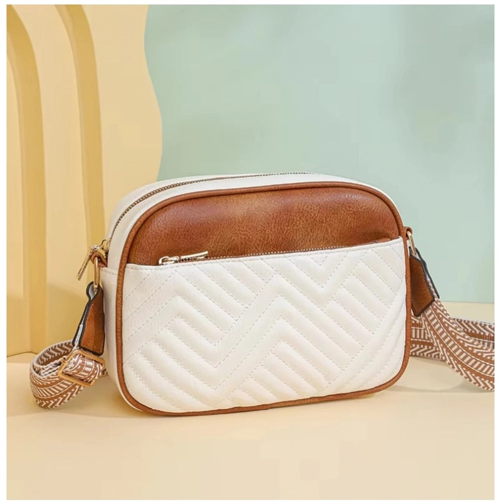 Suvarnika Women's PU Leather Zipper Sling Bag
