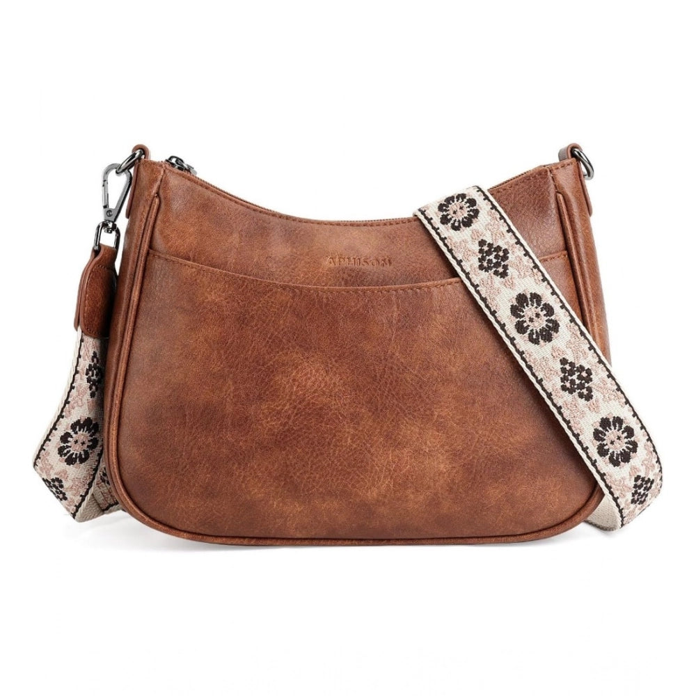 Suvarnika Women's PU Leather Zipper Sling Bag