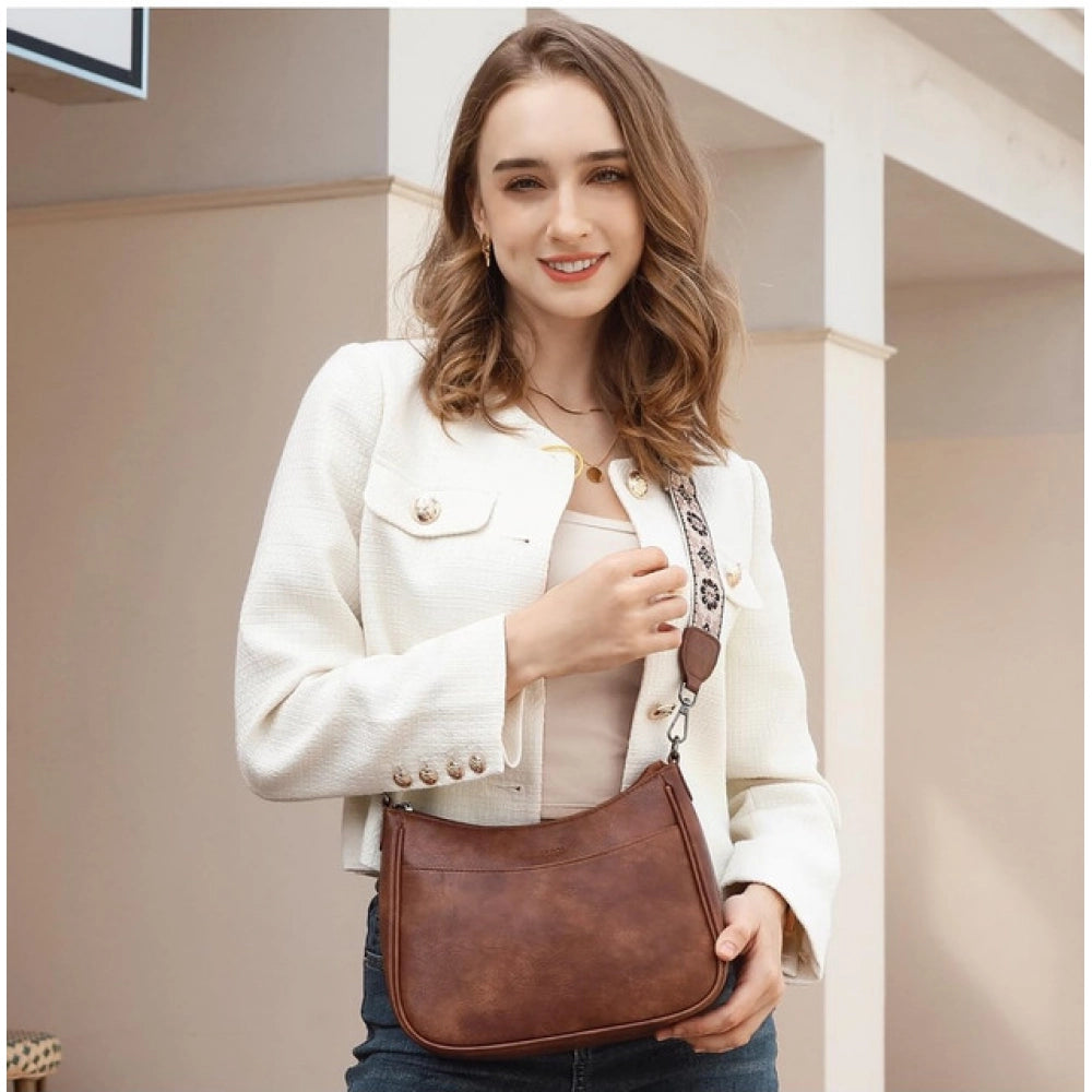 Suvarnika Women's PU Leather Zipper Sling Bag