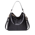 Suvarnika Women's PU Leather Zipper Handbag (Black)