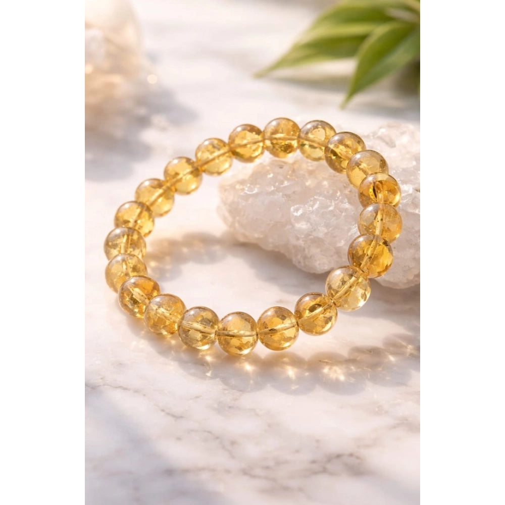 Suvarnika Natural Crystal 8mm Citrine Bracelet (Yellow)