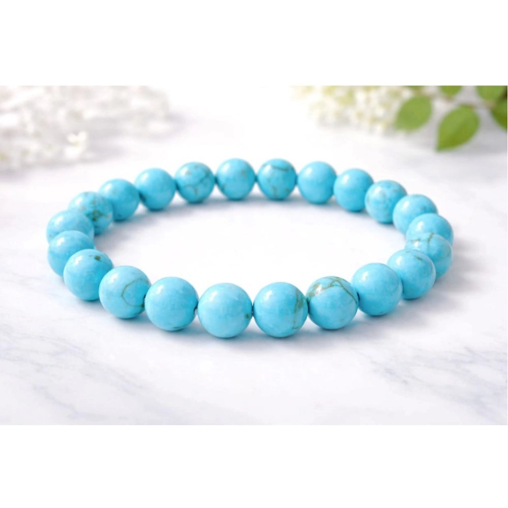 Suvarnika Natural Crystal 8mm Turquoise Bracelet (Sky Blue)
