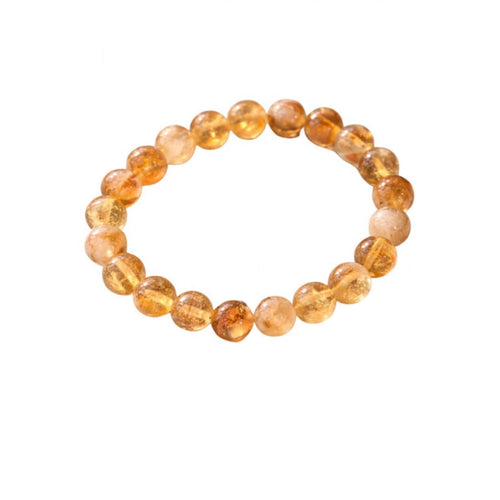 Suvarnika Natural Crystal 8mm Citrine Bracelet (Musterd Yellow)