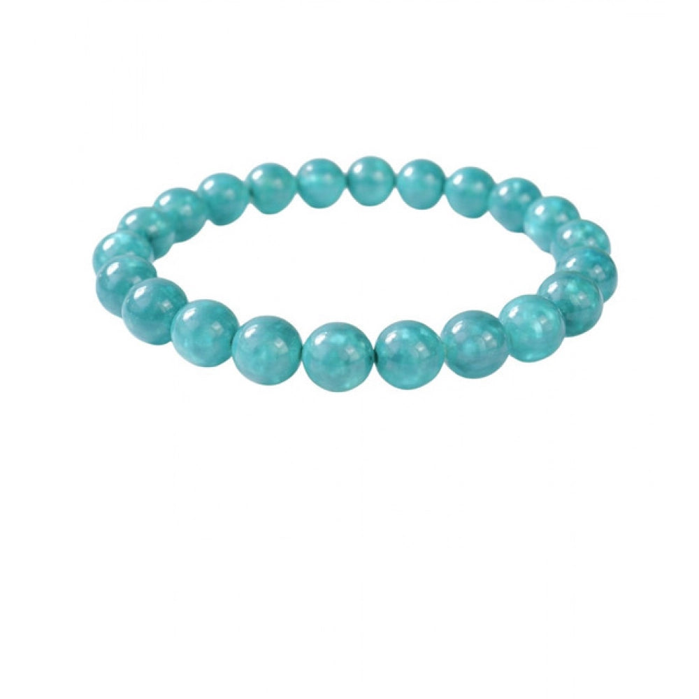 Suvarnika Natural Crystal 8mm Amazonite Bracelet (Teal Green)