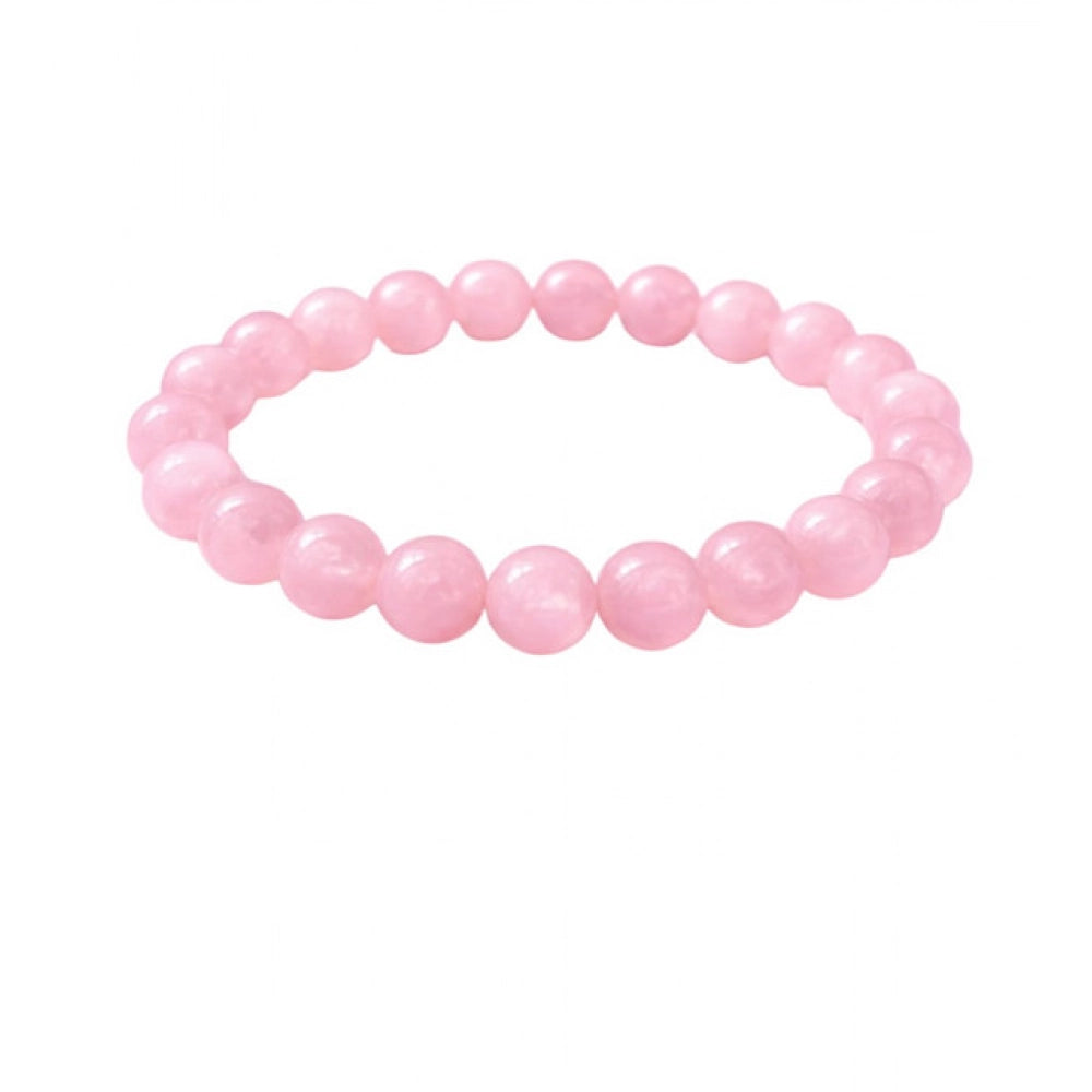 Suvarnika Natural Crystal 8mm Rose Quartz Bracelet  (Light Pink)