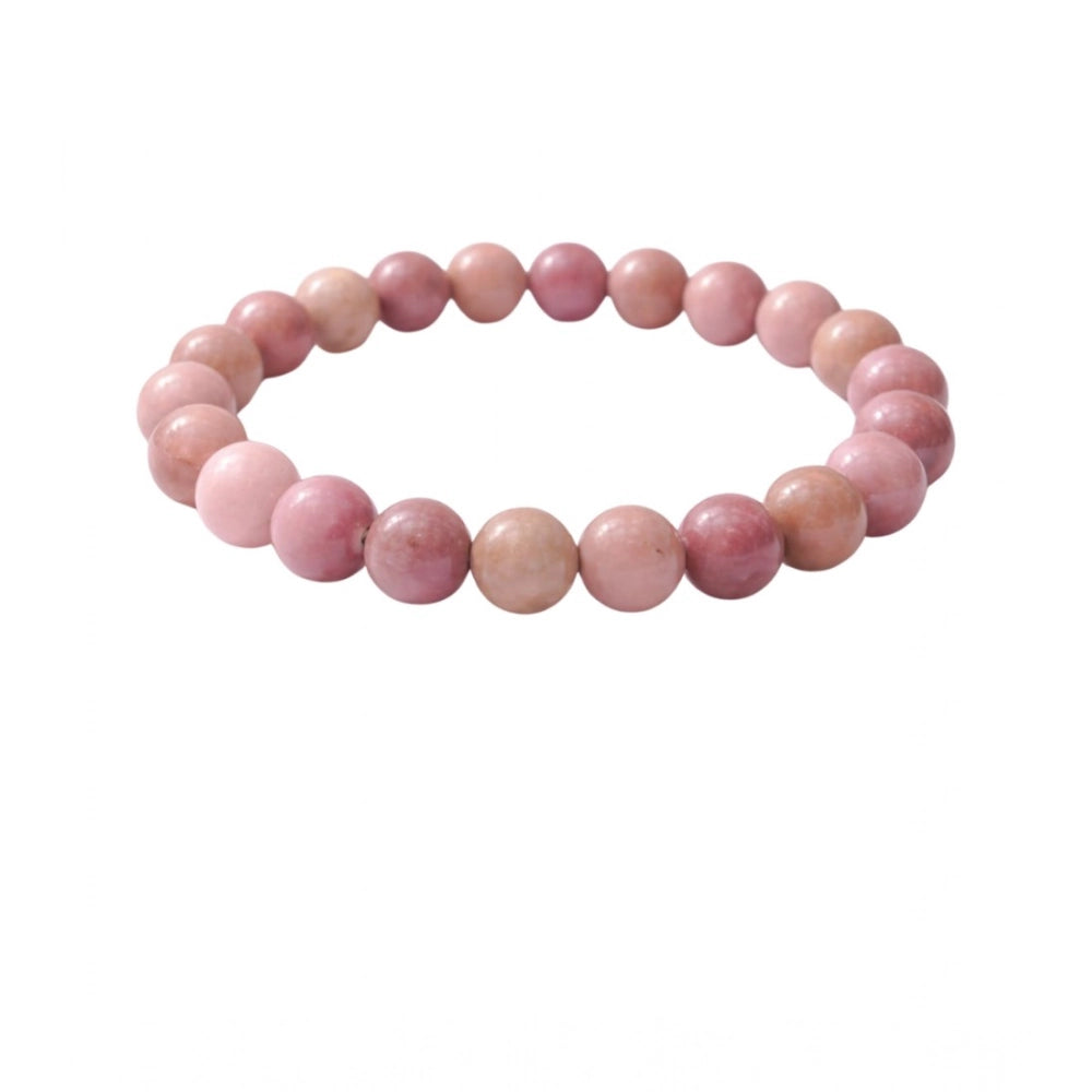 Suvarnika Natural Crystal 8mm Rhodonite Bracelet (Light Purple)