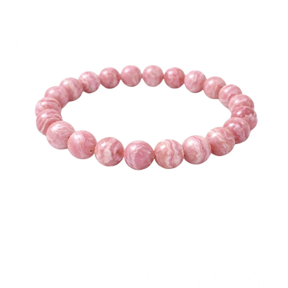 Suvarnika Natural Crystal 8mm Rhodochrosite Bracelet (Pink)