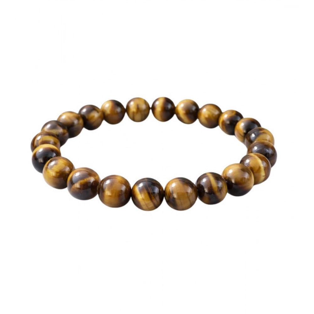 Suvarnika Natural Crystal 8mm Tiger Eye Bracelet  (Brown)