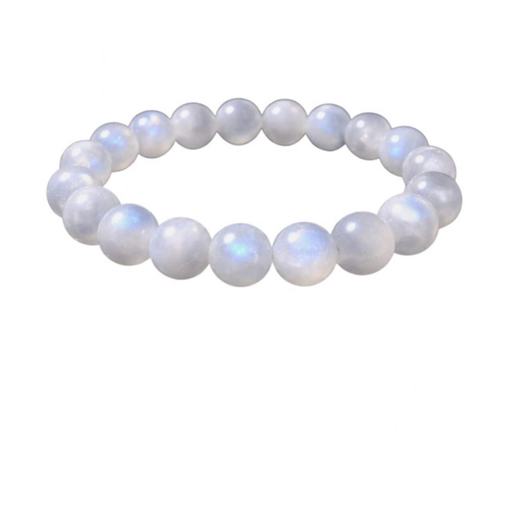 Suvarnika Natural Crystal 8mm Moonstone Bracelet (White)