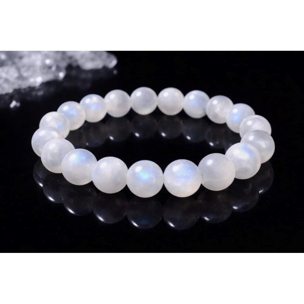 Suvarnika Natural Crystal 8mm Moonstone Bracelet (White)