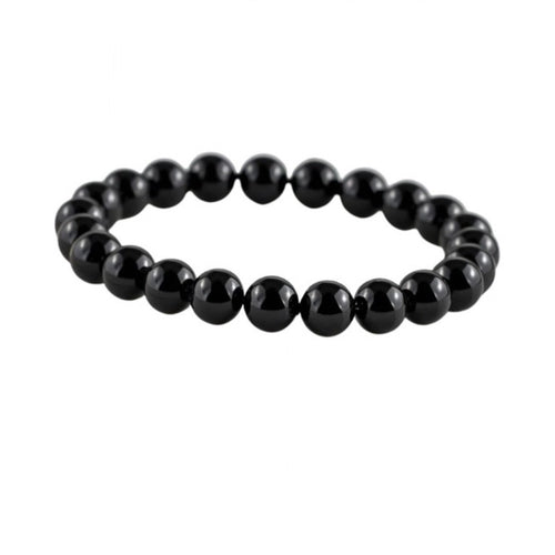 Suvarnika Natural Crystal 8mm Black Tourmaline Bracelet (Black)