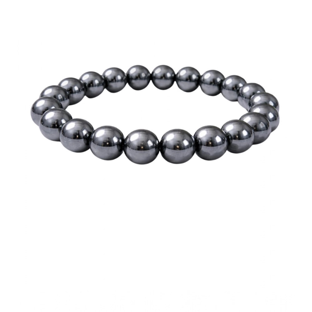 Suvarnika Natural Crystal 8mm Hematite Bracelet (Grey)